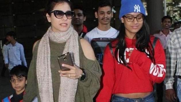 Kajol with her daughter Nysa and son Yug.
