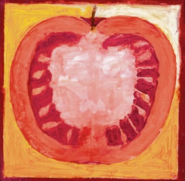 One of the only three known SH Raza paintings of fruits and vegetables. One of the only three known SH Raza paintings of fruits and vegetables.