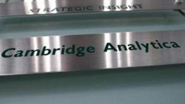 The nameplate of political consultancy, Cambridge Analytica, is seen in central London, Britain.(Reuters File Photo)