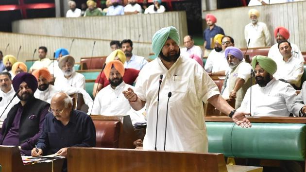 Punjab chief minister Capt Amrinder Singh at the Vidhan Sabha, Chandigarh, August 28, 2018(HT)