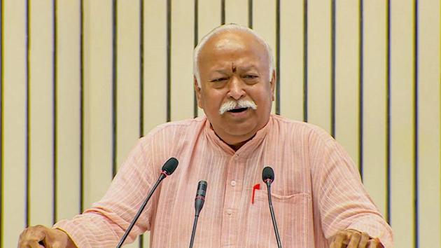 RSS is a “democratic organisation” that does not aspire for “domination”, the organisation’s head Mohan Bhagwat said on Monday.(PTI)