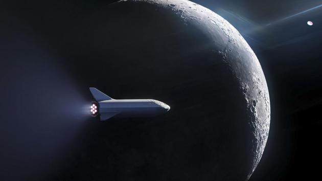 This artist's illustration courtesy of SpaceX obtained September 17, 2018, shows the SpaceX BFR launch vehicle passenger spacecraft, enabling access for everyday people who dream of travelling to space. (AFP Photo) This artist's illustration courtesy of SpaceX obtained September 17, 2018, shows the SpaceX BFR launch vehicle passenger spacecraft, enabling access for everyday people who dream of travelling to space. (AFP Photo)