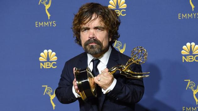 Supporting actor in a drama series winner Peter Dinklage poses with his Emmy during the 70th Emmy Awards at the Microsoft Theatre in Los Angeles, California. (AFP) Supporting actor in a drama series winner Peter Dinklage poses with his Emmy during the 70th Emmy Awards at the Microsoft Theatre in Los Angeles, California. (AFP)