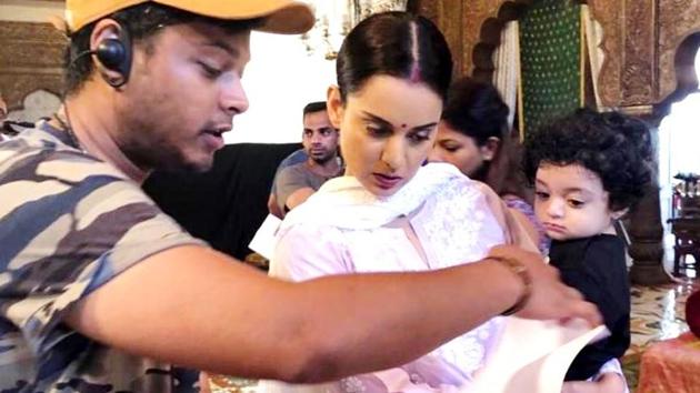 May 10-month-old Prithvi Raj was showing Queen Kangana Ranaut how to really work at Manikarnika sets. (Instagram)