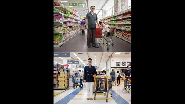 Han Gwang Rim (34, top) with his daughter Su Ryon at a supermarket in Pyongyang, and Hong Sung-cho (35, bottom) with his son Hong Jinu (2) at a supermarket in Bundang near Seoul. From farmers, factory workers and petrol attendants to tour guides, shoppers and schoolchildren, these photographs highlight the visual similarities and differences between the two societies and their people. (Ed Jones / AFP) Han Gwang Rim (34, top) with his daughter Su Ryon at a supermarket in Pyongyang, and Hong Sung-cho (35, bottom) with his son Hong Jinu (2) at a supermarket in Bundang near Seoul. From farmers, factory workers and petrol attendants to tour guides, shoppers and schoolchildren, these photographs highlight the visual similarities and differences between the two societies and their people. (Ed Jones / AFP)