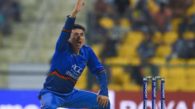 Afghan cricketer Mujeeb Ur Rahman celebrates after he dismissed Sri Lankan batsman Kusal Mendis during the one day international. (AFP) Afghan cricketer Mujeeb Ur Rahman celebrates after he dismissed Sri Lankan batsman Kusal Mendis during the one day international. (AFP)