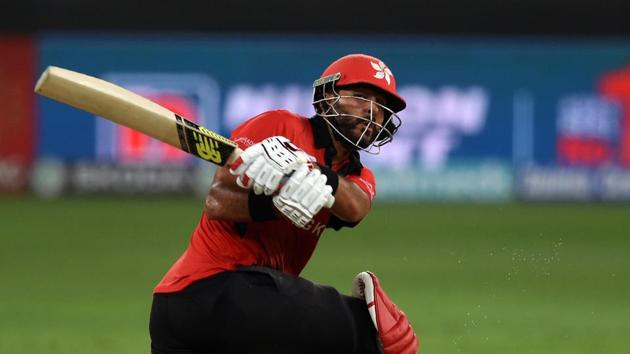 Hong Kong team captain Anshuman Rath plays a shot during the one day international. (AFP)