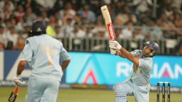 Yuvraj Singh hits six sixes off Stuart Broad of England in one over for his 58 runs off 16 balls during the ICC Twenty20 Cricket World Cup in 2007. (Getty Images) Yuvraj Singh hits six sixes off Stuart Broad of England in one over for his 58 runs off 16 balls during the ICC Twenty20 Cricket World Cup in 2007. (Getty Images)