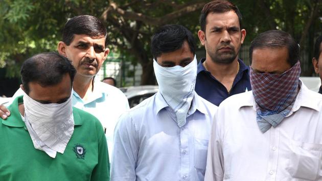 Delhi Police busted a gang involved in fake recruitement scam in New Delhi on Tuesday, September 18, 2018.(Arvind Yadav/HT Photo)