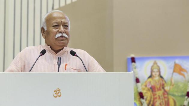 RSS chief Mohan Bhagwat said it is a crime to take law in one’s hands and there should be stringent punishment in such cases.(PTI)
