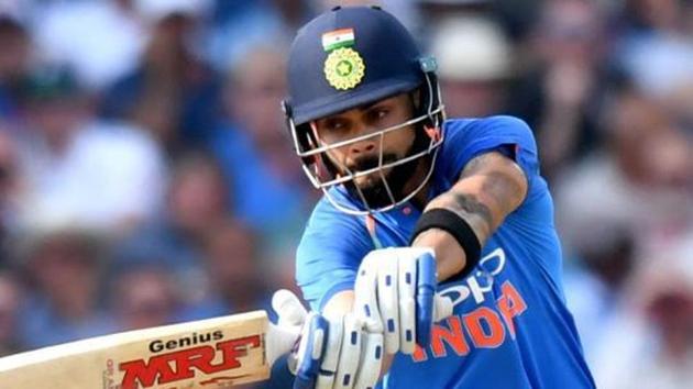 India's Virat Kohli hits a shot during the One Day International (ODI) cricket match between England and India at Trent Bridge in Nottingham central England on July 12, 2018. (AFP) India's Virat Kohli hits a shot during the One Day International (ODI) cricket match between England and India at Trent Bridge in Nottingham central England on July 12, 2018. (AFP)