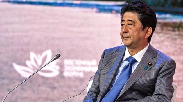 Japanese Prime Minister Shinzo Abe attends a session of the Eastern Economic Forum in Vladivostok, Russia September 12. (REUTERS) Japanese Prime Minister Shinzo Abe attends a session of the Eastern Economic Forum in Vladivostok, Russia September 12. (REUTERS)