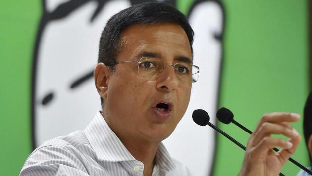 Senior Congress leader Randeep Surjewala gestures during a press conference, in New Delhi, Tuesday. Sept 11, 2018. (PTI Photo/Kamal Kishore) (PTI9_11_2018_000105A) (PTI File Photo) Senior Congress leader Randeep Surjewala gestures during a press conference, in New Delhi, Tuesday. Sept 11, 2018. (PTI Photo/Kamal Kishore) (PTI9_11_2018_000105A) (PTI File Photo)