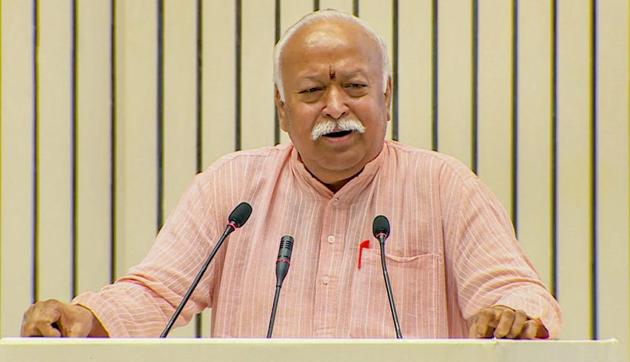 RSS chief Mohan Bhagwat speaks at the Future of Bharat: An RSS perspective event in New Delhi, September 17 (PTI) RSS chief Mohan Bhagwat speaks at the Future of Bharat: An RSS perspective event in New Delhi, September 17 (PTI)