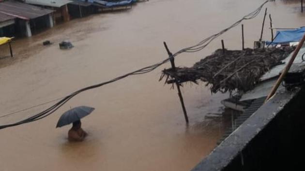 Cyclonic storm ‘DAYE’ will continue to move west-northwestwards and weaken gradually into a deep depression during next six hours after it had crossed the coast near Gopalpur in Odisha early Friday, the Met office said. The cyclone has triggered heavy rain which was accompanied by high velocity wind in several parts of the state. The rain has flooded Poteru village in Malkangiri district. (ANI) Cyclonic storm ‘DAYE’ will continue to move west-northwestwards and weaken gradually into a deep depression during next six hours after it had crossed the coast near Gopalpur in Odisha early Friday, the Met office said. The cyclone has triggered heavy rain which was accompanied by high velocity wind in several parts of the state. The rain has flooded Poteru village in Malkangiri district. (ANI)
