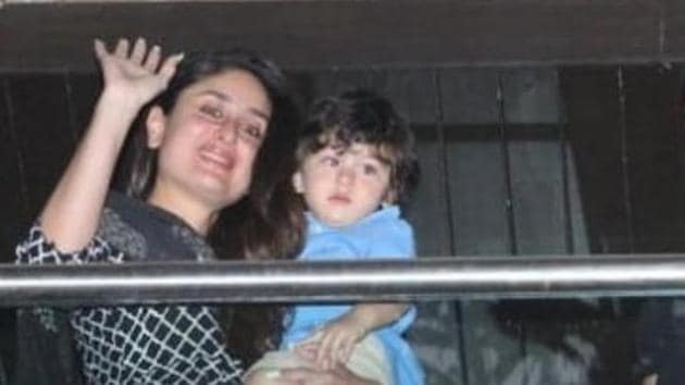 Kareena Kapoor held Taimur in her arms as she waved to her fans on her birthday. Kareena Kapoor held Taimur in her arms as she waved to her fans on her birthday.