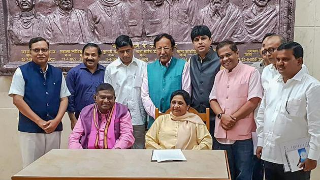 BSP supremo Mayawati and Janata Congress (Chhatisgarh) president Ajit Jogi during a press conference to announce their alliance for assembly polls in Chhatisgarh. (PTI Photo) BSP supremo Mayawati and Janata Congress (Chhatisgarh) president Ajit Jogi during a press conference to announce their alliance for assembly polls in Chhatisgarh. (PTI Photo)