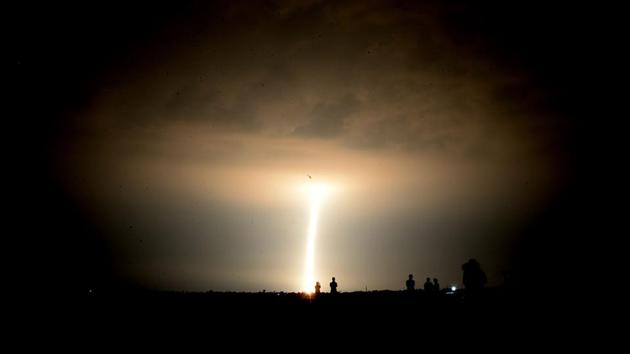 The Indian Space Research Organisation's (ISRO) Polar Satellite Launch Vehicle takes off from the launchpad with two British satellites onboard at Satish Dhawan Space Centre in Sriharikota on September 16, 2018. (Arun Sankar / AFP) The Indian Space Research Organisation's (ISRO) Polar Satellite Launch Vehicle takes off from the launchpad with two British satellites onboard at Satish Dhawan Space Centre in Sriharikota on September 16, 2018. (Arun Sankar / AFP)