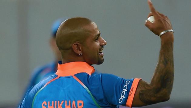 Indian cricketer Shikhar Dhawan celebrates after dismissing Bangladesh batsman Mustafizur Rahman during the one day international (ODI) Asia Cup cricket match between Bangladesh and India(AFP) Indian cricketer Shikhar Dhawan celebrates after dismissing Bangladesh batsman Mustafizur Rahman during the one day international (ODI) Asia Cup cricket match between Bangladesh and India(AFP)