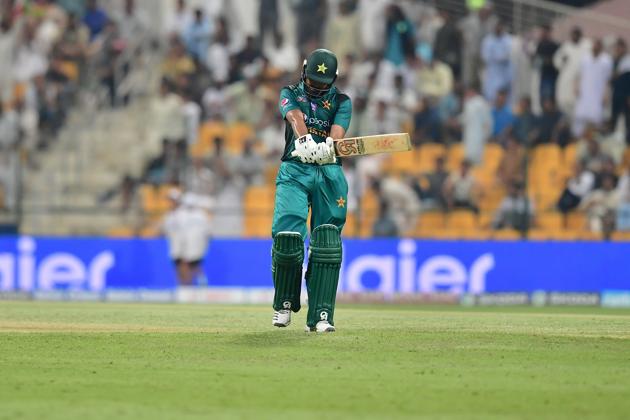 Pakistan's batsman Haris Sohail leaves the pitch after being dismissed during the one day international. (AFP)