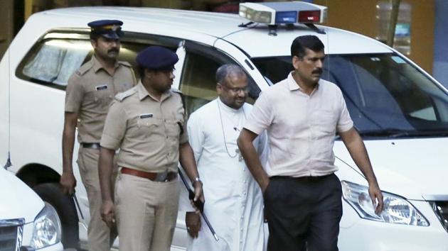 In this Wednesday, Sept. 19, 2018 file photo, bishop of the Indian city of Jalandhar, Franco Mulakkal, center, leaves after being questioned by police in Kochi, India. (AP) In this Wednesday, Sept. 19, 2018 file photo, bishop of the Indian city of Jalandhar, Franco Mulakkal, center, leaves after being questioned by police in Kochi, India. (AP)