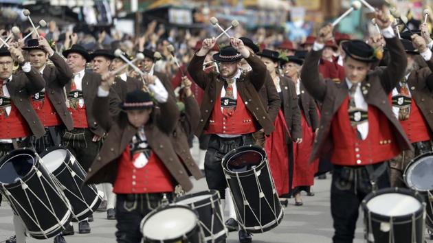 Drummers attend a parade during the opening ceremony of the fest. Around 6 million visitors are expected at the festival grounds in Munich before the Oktoberfest ends on October 7. (Matthias Schrader / AP) Drummers attend a parade during the opening ceremony of the fest. Around 6 million visitors are expected at the festival grounds in Munich before the Oktoberfest ends on October 7. (Matthias Schrader / AP)