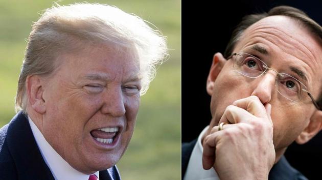 Combination image of US President Donald Trump (left) and US deputy attorney general Rod Rosenstein.(AFP File Photo)