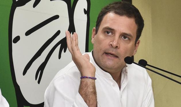 Congress President Rahul Gandhi addresses the media on Rafale deal issue, in New Delhi, Saturday, Sep 22, 2018.(PTI)