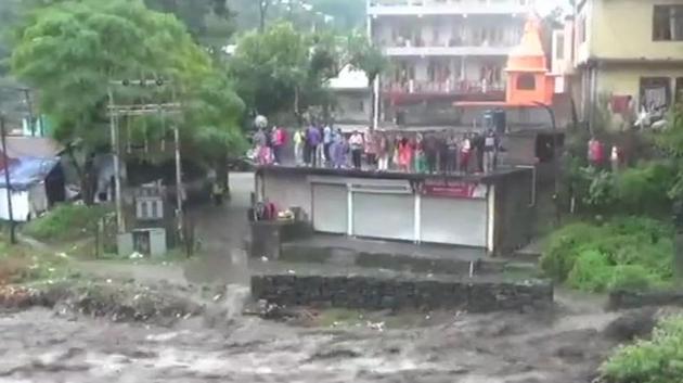 An Indian Air Force chopper rescued 19 people on Saturday in Himachal Pradesh as they were stuck in a flashflood triggered by continuous heavy rain, officials said. (ANI/Twitter) An Indian Air Force chopper rescued 19 people on Saturday in Himachal Pradesh as they were stuck in a flashflood triggered by continuous heavy rain, officials said. (ANI/Twitter)
