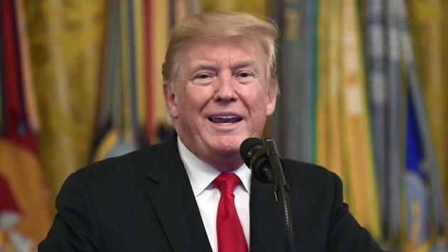 In this Sept. 12, 2018, file photo, President Donald Trump speaks during a Congressional Medal of Honor Society Reception in the East Room of the White House in Washington. (AP) In this Sept. 12, 2018, file photo, President Donald Trump speaks during a Congressional Medal of Honor Society Reception in the East Room of the White House in Washington. (AP)