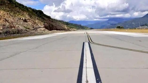 The Pakyong airport is spread over 990 acres and is the first greenfield airport to be constructed in the Northeast.(PMO India/Twitter)