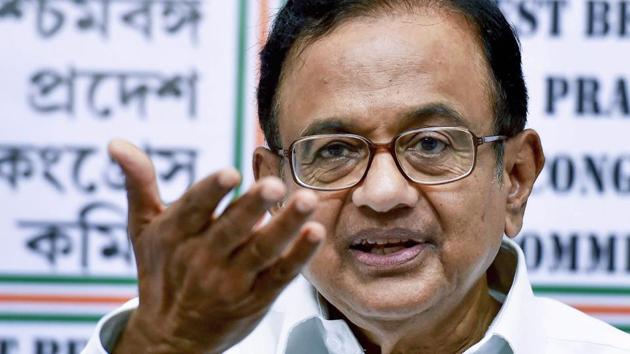 Congress leader P Chidambaram addresses a press conference in Kolkata on August 25, 2018.(PTI)