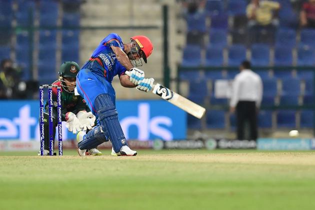 Afghanistan batsman Hashmatullah Shaidi plays a shot during the one day international (ODI) Asia Cup cricket match. (AFP)