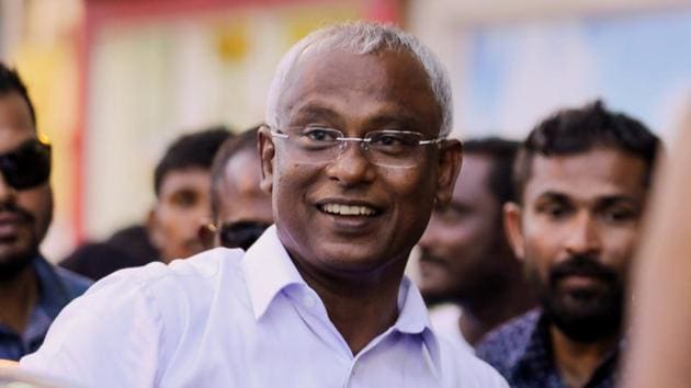 Maldivian president-elect Ibrahim Mohamed Solih arrives at an event with supporters in Male, Maldives on September 24, 2018.(Reuters Photo)