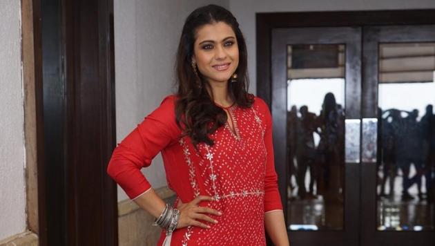 Actor Kajol during the promotion of her upcoming film Helicopter Eela in Mumbai.(IANS)
