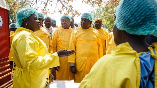 Mnangagwa speaks with medical staff as he visits a medical camp. The financially struggling government has launched a $57 million appeal amid some backlash. Some local non-governmental organizations are holding the government accountable for cholera deaths. Civil Society Health Emergency Response Coordinating Committee said that it is alarming and quite unusual for such a preventable disease to continue to claim valuable lives in this day and age. (Jekesai Njikizana / AFP) Mnangagwa speaks with medical staff as he visits a medical camp. The financially struggling government has launched a $57 million appeal amid some backlash. Some local non-governmental organizations are holding the government accountable for cholera deaths. Civil Society Health Emergency Response Coordinating Committee said that it is alarming and quite unusual for such a preventable disease to continue to claim valuable lives in this day and age. (Jekesai Njikizana / AFP)