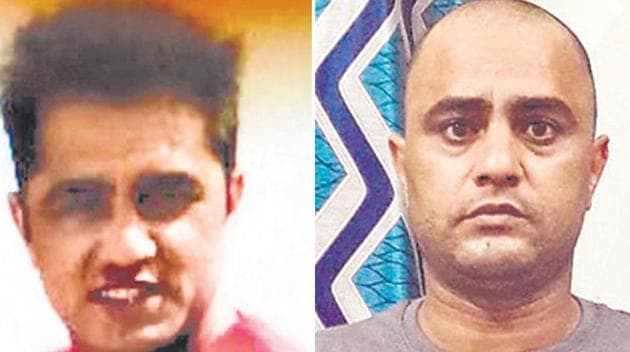 Police said the accused, Sonu Sharma, a yoga instructor by profession, had tried to change his physical appearance by shaving his head to evade arrest. (HT Photo (Combination )) Police said the accused, Sonu Sharma, a yoga instructor by profession, had tried to change his physical appearance by shaving his head to evade arrest. (HT Photo (Combination ))