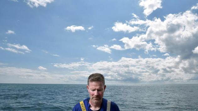 Fisherman Brian Cunningham on board his boat out in the Irish Sea in Kilkeel. Cunningham said “My biggest fear is displacement of fishing effort. There are 40 small boats in Kilkeel harbour who seek shelter through the winter from the prevailing south west winds, when Brexit happens where will they go? Small boats exposed 12 miles out to sea, that’s life or death stuff and that’s not bullshit, that’s reality!” (Charles McQuillan / Getty Images) Fisherman Brian Cunningham on board his boat out in the Irish Sea in Kilkeel. Cunningham said “My biggest fear is displacement of fishing effort. There are 40 small boats in Kilkeel harbour who seek shelter through the winter from the prevailing south west winds, when Brexit happens where will they go? Small boats exposed 12 miles out to sea, that’s life or death stuff and that’s not bullshit, that’s reality!” (Charles McQuillan / Getty Images)