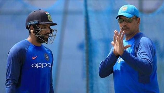 File image of Rohit Sharma and Ravi Shastri. (NurPhoto via Getty Images) File image of Rohit Sharma and Ravi Shastri. (NurPhoto via Getty Images)