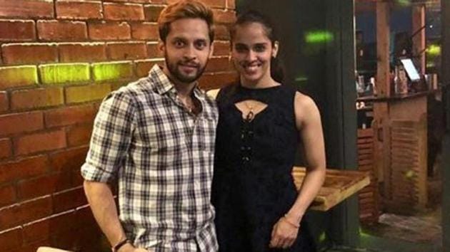 Saina Nehwal (right) with Parupalli Kashyap.(Instagram)