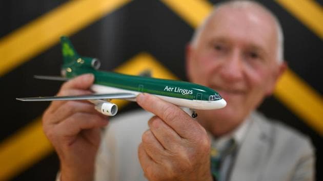 Michael Kelly holds a Lockheed Martin Tristar 500, an Aer Lingus model aircraft that is part of his collection. “I think it’s testament to the work he’s done over the last 60 years and we are delighted that he has entrusted us to look after it for the next 100-years plus,” said Niall Maloney, operations director at Shannon Airport. (Clodagh Kilcoyne / REUTERS) Michael Kelly holds a Lockheed Martin Tristar 500, an Aer Lingus model aircraft that is part of his collection. “I think it’s testament to the work he’s done over the last 60 years and we are delighted that he has entrusted us to look after it for the next 100-years plus,” said Niall Maloney, operations director at Shannon Airport. (Clodagh Kilcoyne / REUTERS)