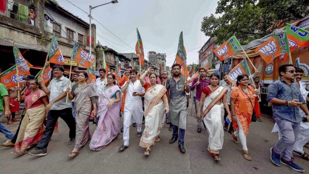 Sporadic incidents of violence were reported from some West Bengal districts when BJP and Trinamool Congress supporters clashed during a 12-hour bandh called by BJP to protest the killing of two students in a clash in North Dinajpur district, police said. Rallies were taken out by BJP leaders in Kolkata in support of the bandh. (Ashok Bhaumik / PTI) Sporadic incidents of violence were reported from some West Bengal districts when BJP and Trinamool Congress supporters clashed during a 12-hour bandh called by BJP to protest the killing of two students in a clash in North Dinajpur district, police said. Rallies were taken out by BJP leaders in Kolkata in support of the bandh. (Ashok Bhaumik / PTI)