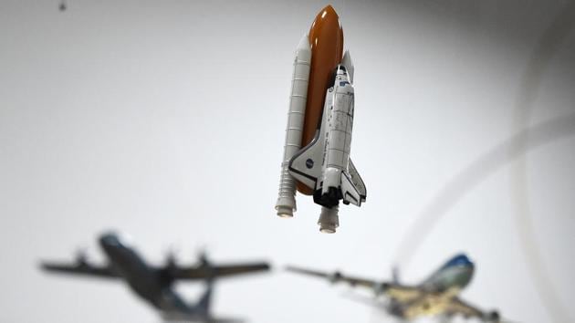 A model of a NASA space shuttle hangs among the world's largest collection of diecast model aircraft. (Clodagh Kilcoyne / REUTERS) A model of a NASA space shuttle hangs among the world's largest collection of diecast model aircraft. (Clodagh Kilcoyne / REUTERS)