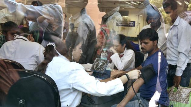 Doctors at a hospital in New Delhi. The private security industry in India employed 7 million workers in 2015, making it larger than healthcare and almost as large as public administration.(Raj K Raj/HT File Photo)