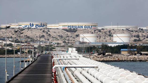 A view of an oil facility in the Khark Island, on the shore of the Gulf. India is joining other Asian buyers such as South Korea and Japan that have already halted imports from the Persian Gulf state before American restrictions take effect in early November.(AFP)