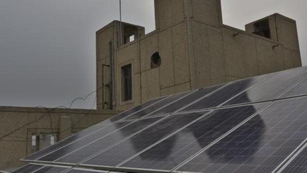 New Delhi, India - May 13, 2018: Solar Power panel project inaugurated by Arvind Kejriwal, chief minister of Delhi at Milan Apartments, IP Extension in New Delhi, India, on Sunday, May 13, 2018. (Sanchit Khanna/HT PHOTO) New Delhi, India - May 13, 2018: Solar Power panel project inaugurated by Arvind Kejriwal, chief minister of Delhi at Milan Apartments, IP Extension in New Delhi, India, on Sunday, May 13, 2018. (Sanchit Khanna/HT PHOTO)