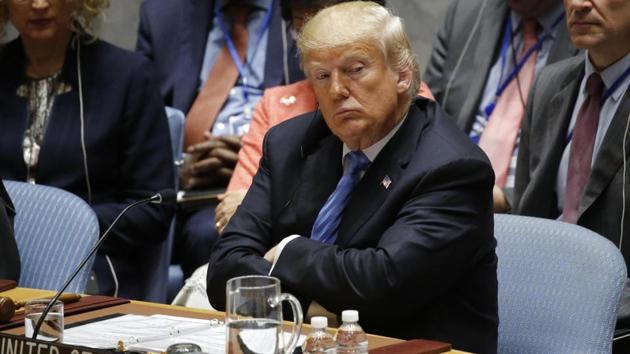 US president Donald Trump listens as he chairs a meeting of the United Nations Security Council held during the 73rd session of the United Nations General Assembly at UN headquarters in New York on September 26, 2018. (Reuters Photo) US president Donald Trump listens as he chairs a meeting of the United Nations Security Council held during the 73rd session of the United Nations General Assembly at UN headquarters in New York on September 26, 2018. (Reuters Photo)