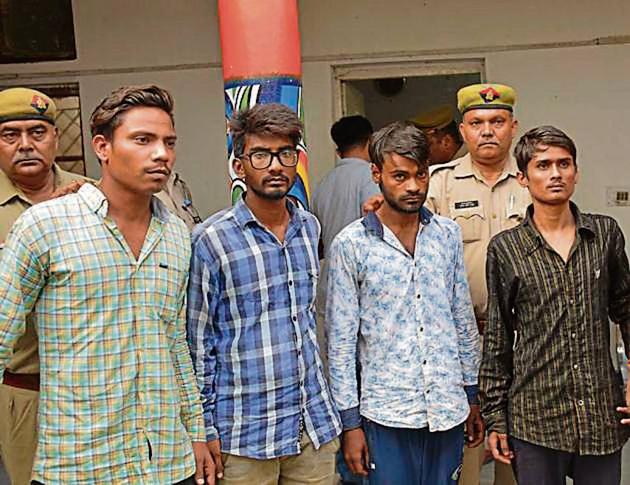The four arrested on Wednesday were identified as Alameen, Asif, Sunny and Prince. (HT Photo) The four arrested on Wednesday were identified as Alameen, Asif, Sunny and Prince. (HT Photo)