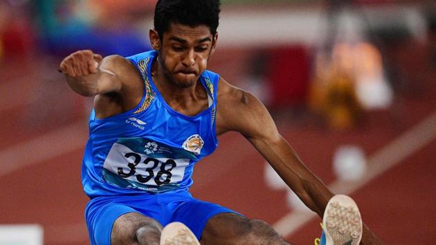 India's Sreeshankar competes in the final of the men's long jump athletics event during the 2018 Asian Games in Jakarta on August 26, 2018. (Photo by Martin BUREAU / AFP)(AFP) India's Sreeshankar competes in the final of the men's long jump athletics event during the 2018 Asian Games in Jakarta on August 26, 2018. (Photo by Martin BUREAU / AFP)(AFP)