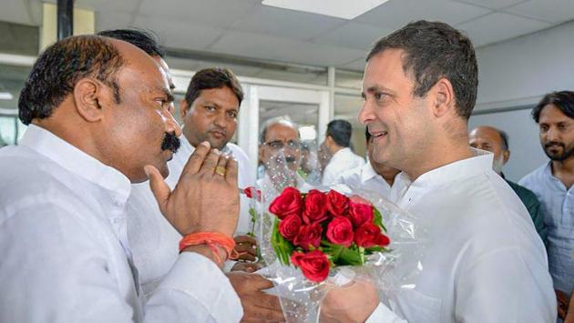 Congress president Rahul Gandhi began a two-day visit to poll-bound Madhya Pradesh Thursday with prayers at the famous Kamta Nath temple in Satna district’s Chitrakoot town. Gandhi reached Chitrakoot, a religious town closely associated with Lord Ram, from Allahabad by helicopter and stayed in the temple premises for about half-an-hour while performing the ‘puja’. (PTI) Congress president Rahul Gandhi began a two-day visit to poll-bound Madhya Pradesh Thursday with prayers at the famous Kamta Nath temple in Satna district’s Chitrakoot town. Gandhi reached Chitrakoot, a religious town closely associated with Lord Ram, from Allahabad by helicopter and stayed in the temple premises for about half-an-hour while performing the ‘puja’. (PTI)
